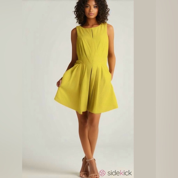 Lauren Ralph Lauren Yellow A-lineDress Women's 14 Yellow Pockets Preppy Easter - Picture 1 of 9